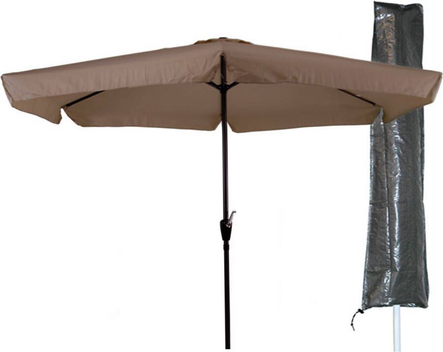 Outdoor Living Parasol Gemini 300 cm Ecru + Basic CUHOC Parasolhoes