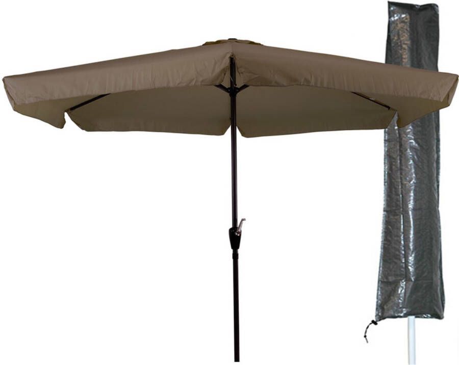 Outdoor Living Parasol Gemini 300 cm Taupe + Basic CUHOC Parasolhoes