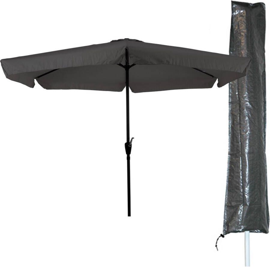 Outdoor Living Parasol Gemini 300 cm Grijs + Basic CUHOC Parasolhoes