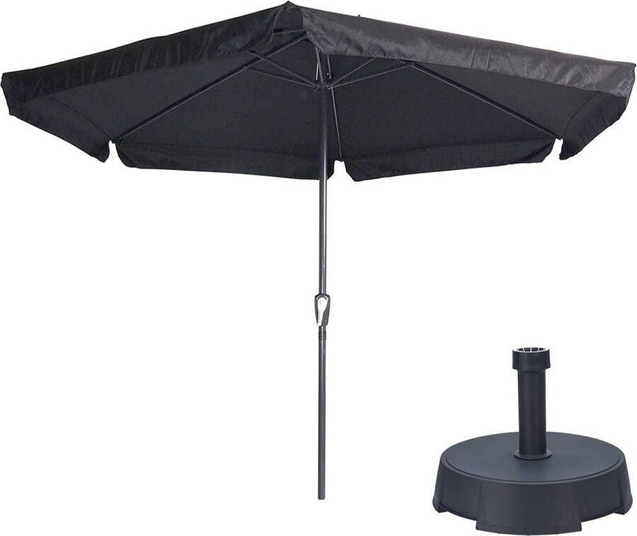 Outdoor Living Parasol Gemini Zwart Ø300 cm + inclusief parasolvoet 25 kg