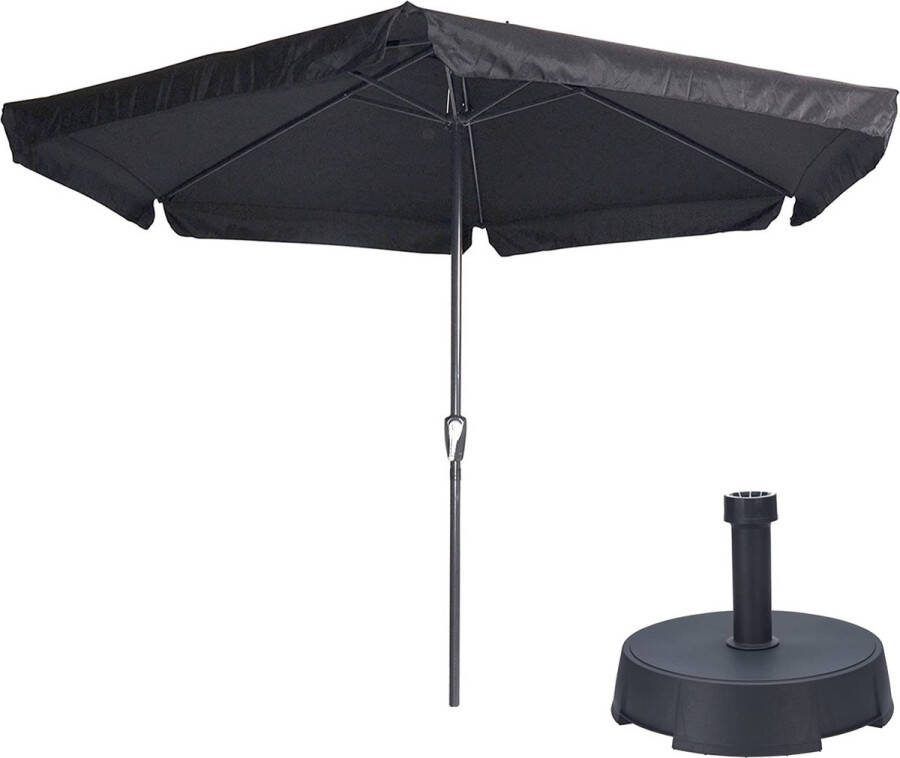 Lesliliving Parasol Gemini Zwart Ø300 Cm | Inclusief Parasolvoet 25 Kg