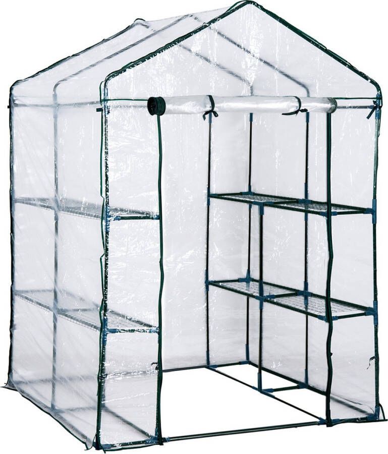 Outsunny Foliekas tomatenhuis kas kweekkas koude kas staal 143x143x195cm 01-0472