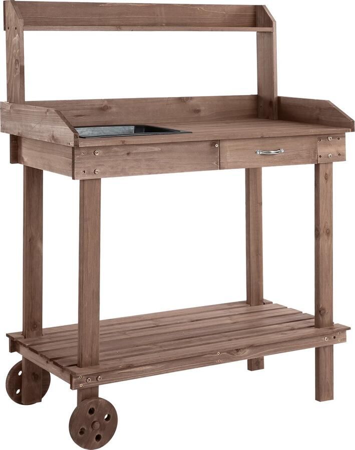 Outsunny Sunny plantentafel met lade 92 cm x 45 cm x 119 cm