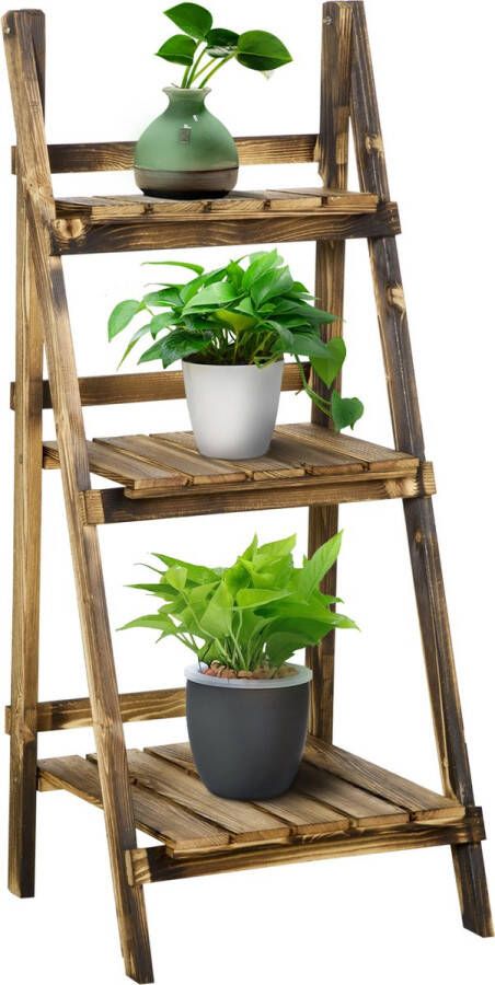 Outsunny Plantenetagere bloementrap bloemenbank plantenrek standaard 3 trappen vurenhout 845-111