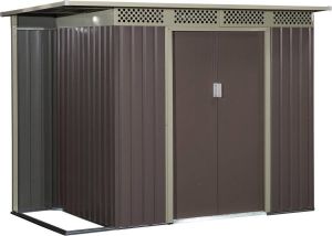 Outsunny Tuinhuis met schuifdeur raam buiten staal grijs 845-455