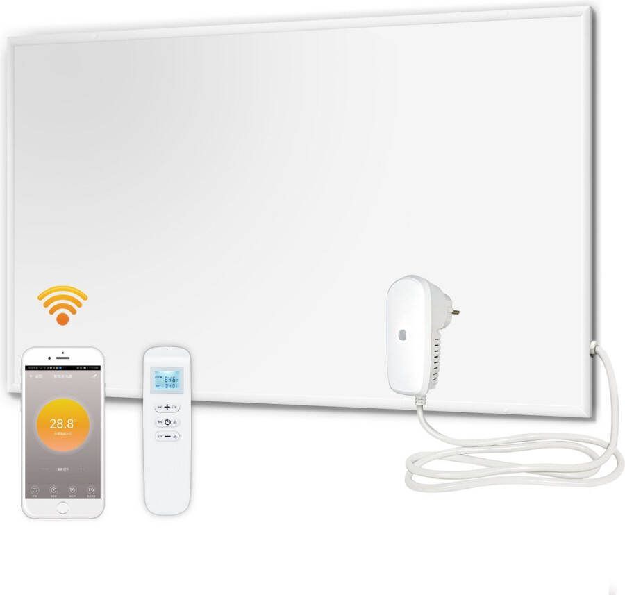 Overmania Infraroodpaneel 700W 122x62cm WiFi Bestuurbaar Instelbare Thermostaat Veilig en Energiezuinig Inclusief wielen