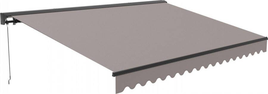 Oviala Half-intrekbare zonnescherm van 3x2 5m in taupekleurig aluminium