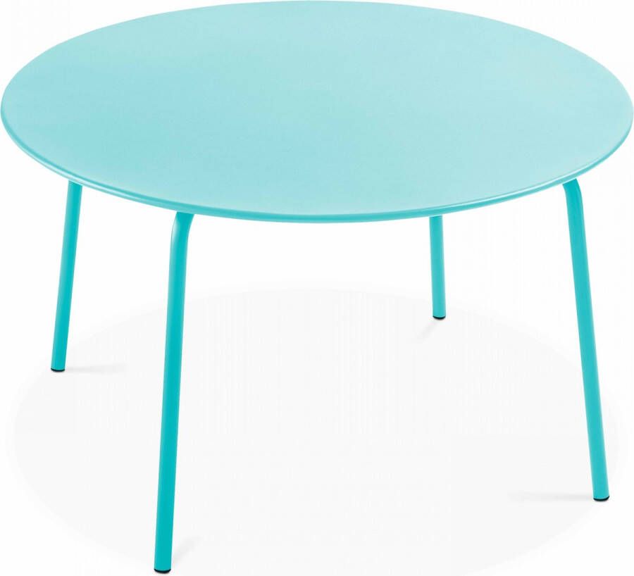 Oviala Palavas Ronde Tuin Tafel Van Turquoise Staal 120 Cm