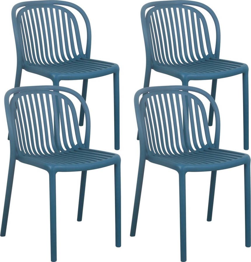 Oviala Copenhague Set Van 4 Blauwgroen Kunststof Terrasstoelen