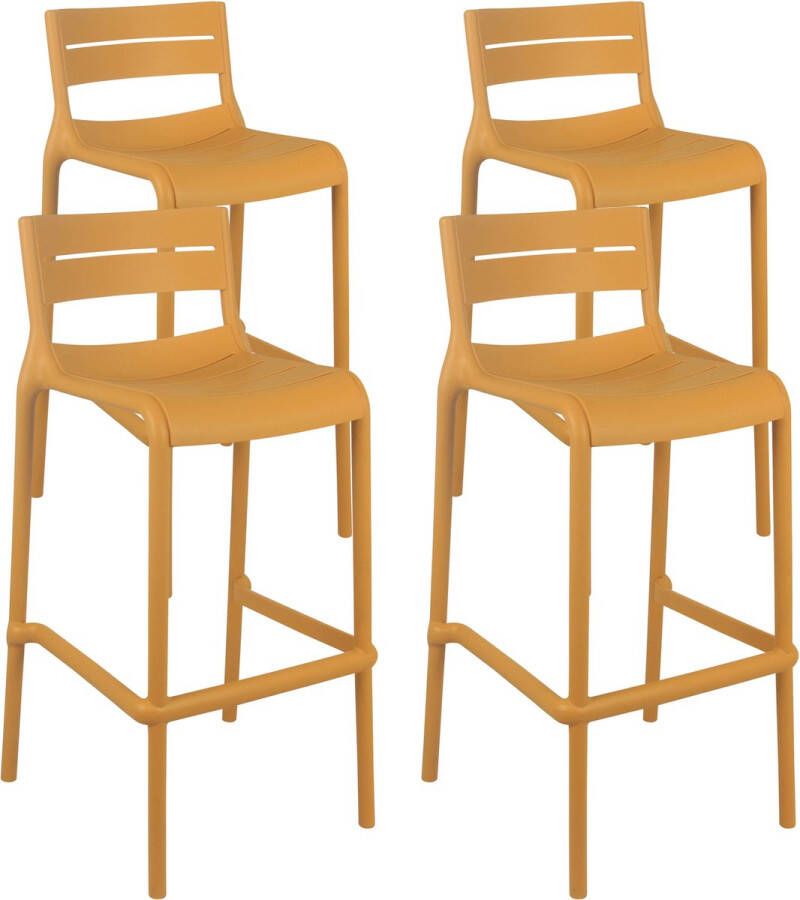 Oviala Paname Set Van 4 Mosterdgele Kunststof Hoge Terrasstoelen