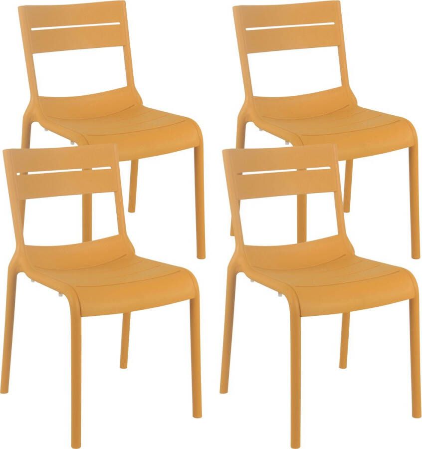 Oviala Paname Set Van 4 Mosterdgele Kunststof Terrasstoelen