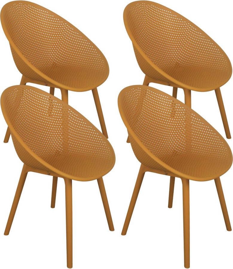 Oviala Buda Set Van 4 Mosterdgele Kunststof Terrasstoelen