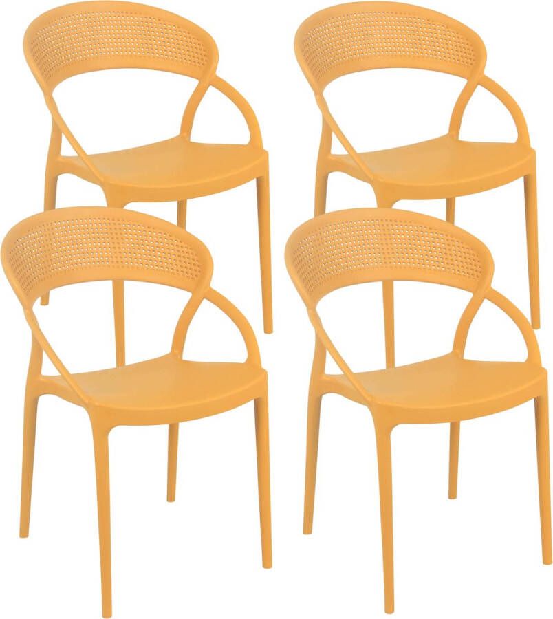 Oviala Madrid Set Van 4 Mosterdgele Terrasstoelen