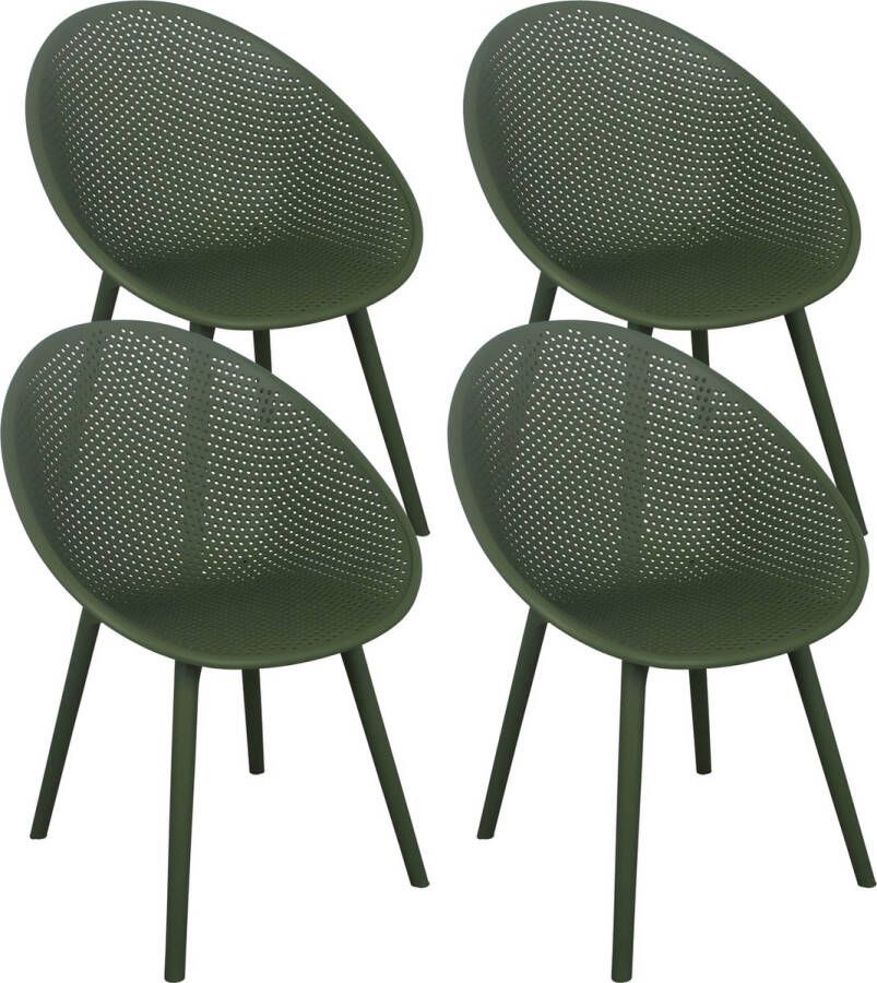 Oviala Buda Set Van 4 Olijfgroene Kunststof Terrasstoelen