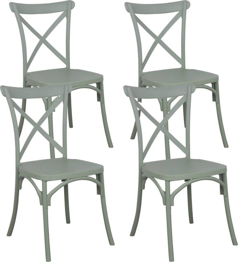 Oviala Dublin Set Van 4 Saliegroene Plastic Terrasstoelen