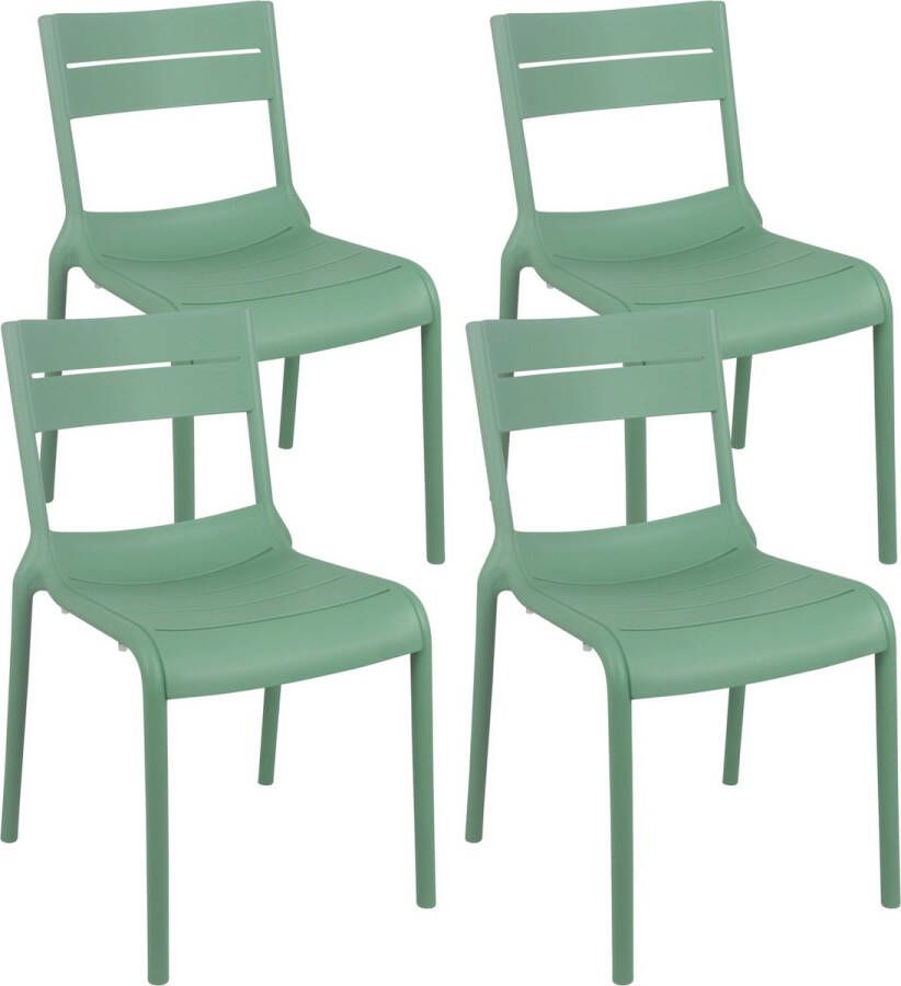 Oviala Paname Set Van 4 Saliegroene Plastic Terrasstoelen