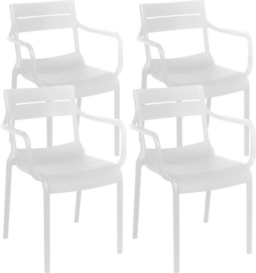 Oviala Paname Set Van 4 Witte Kunststof Terrasfauteuils