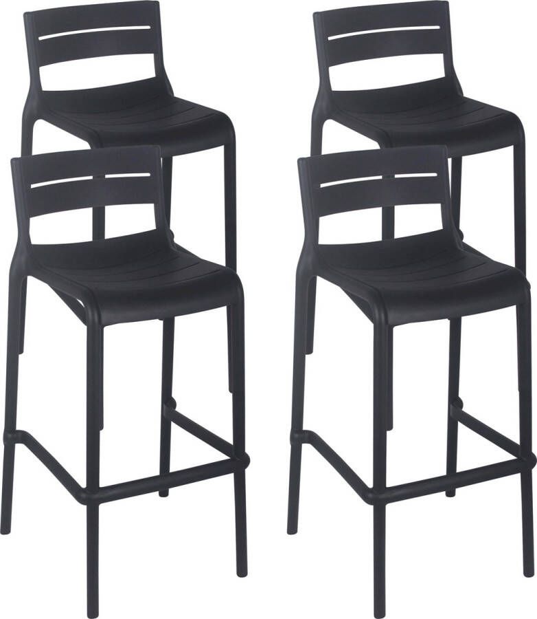 Oviala Paname Set Van 4 Zwarte Kunststof Hoge Terrasstoelen