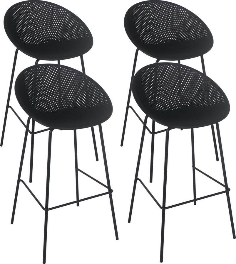 Oviala Buda Set Van 4 Zwarte Kunststof Hoge Terrasstoelen