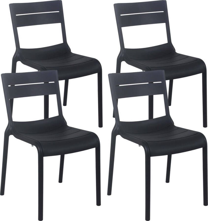 Oviala Paname Set Van 4 Zwarte Kunststof Terrasstoelen