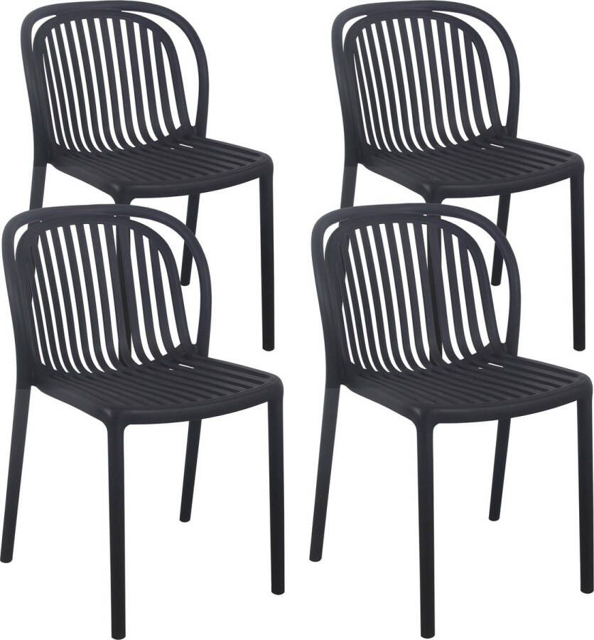 Oviala Copenhague Set Van 4 Zwarte Kunststof Terrasstoelen