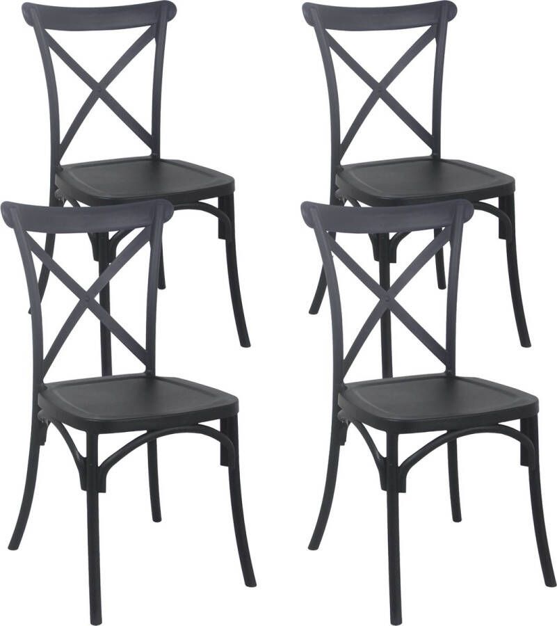 Oviala Dublin Set Van 4 Zwarte Kunststof Terrasstoelen