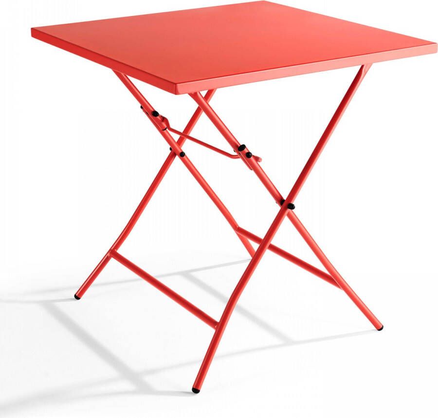 Oviala Palavas Vierkante Inklapbare Tuin Tafel Van Rood Staal