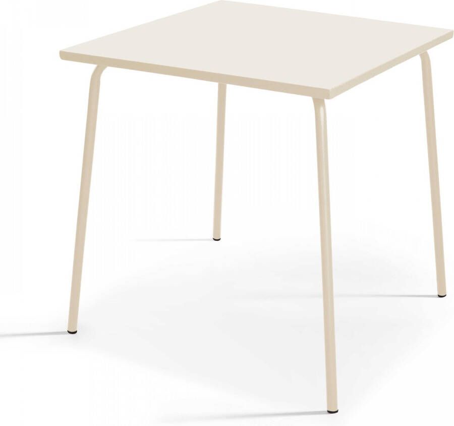 Oviala Palavas Vierkante Tuin Tafel Van Ivoorkleurig Metaal 70cm