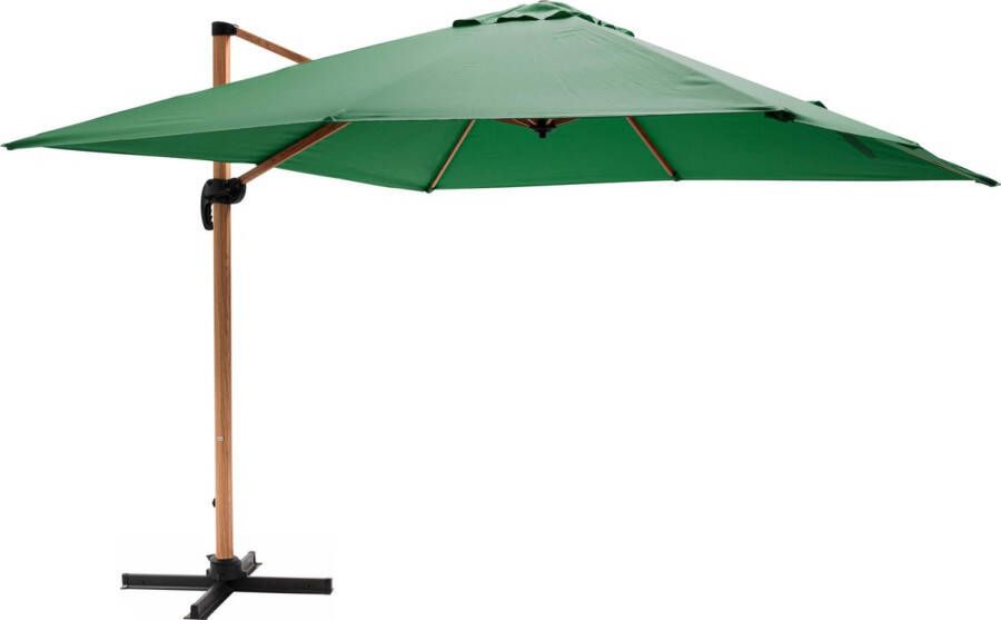 Oviala Brescia Vierkante Zweefparasol 3x3m Met Houtlook In Groene Cactuskleur