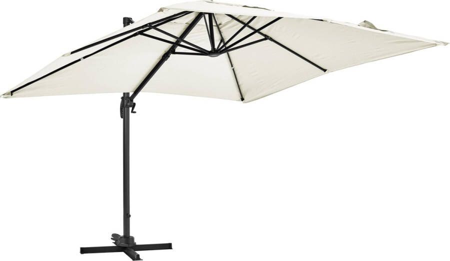 Oviala Malaga Vierkante Zweefparasol Van 3 X 3m In Crèmekleurig Aluminium