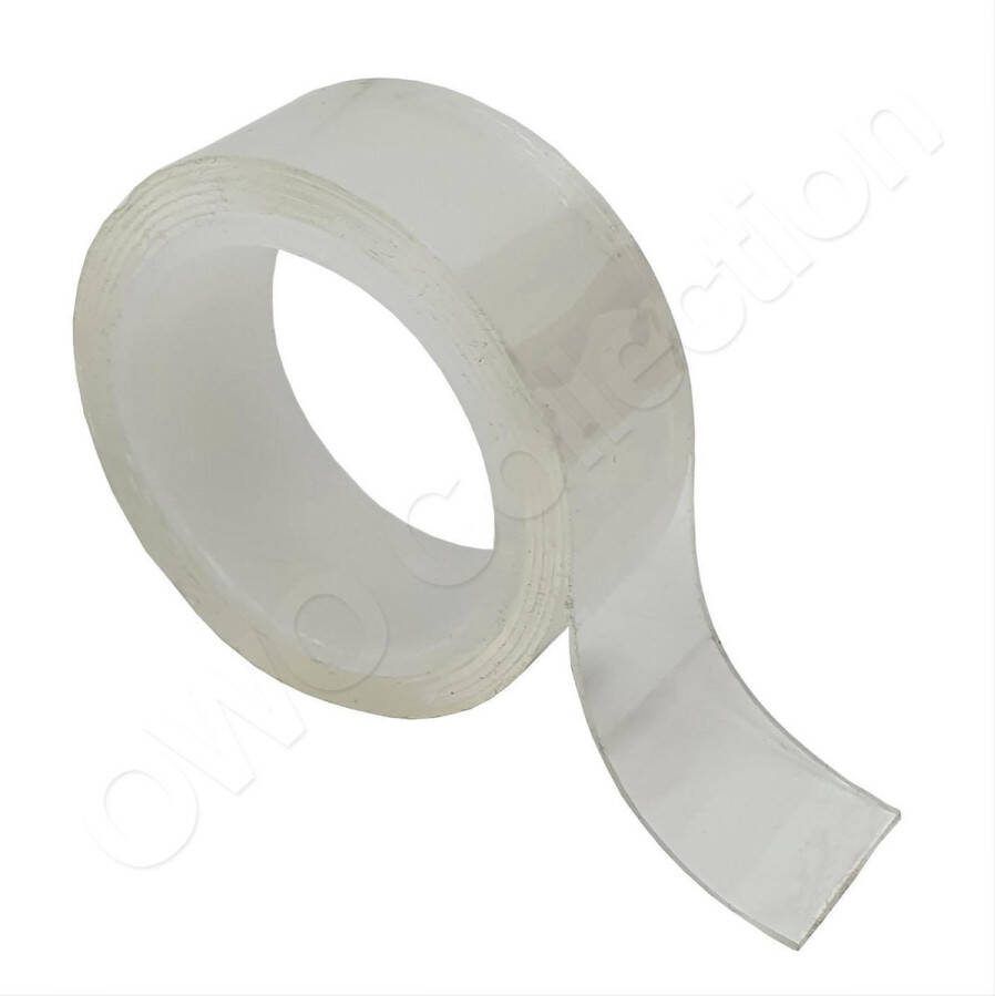 Owo collection Sterke elastische dubbelzijdige zelfklevende magische NANO tape op rol stickers plakband dubbelzijdig montagetape nanotape transparant 2cm x 1m