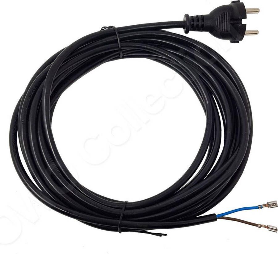 Owo collection Stroomkabel kabel snoer voor stofzuiger haspel 2x0.75mm2 Universeel 6 meter met kabelschoentjes kabelhaspels zwart