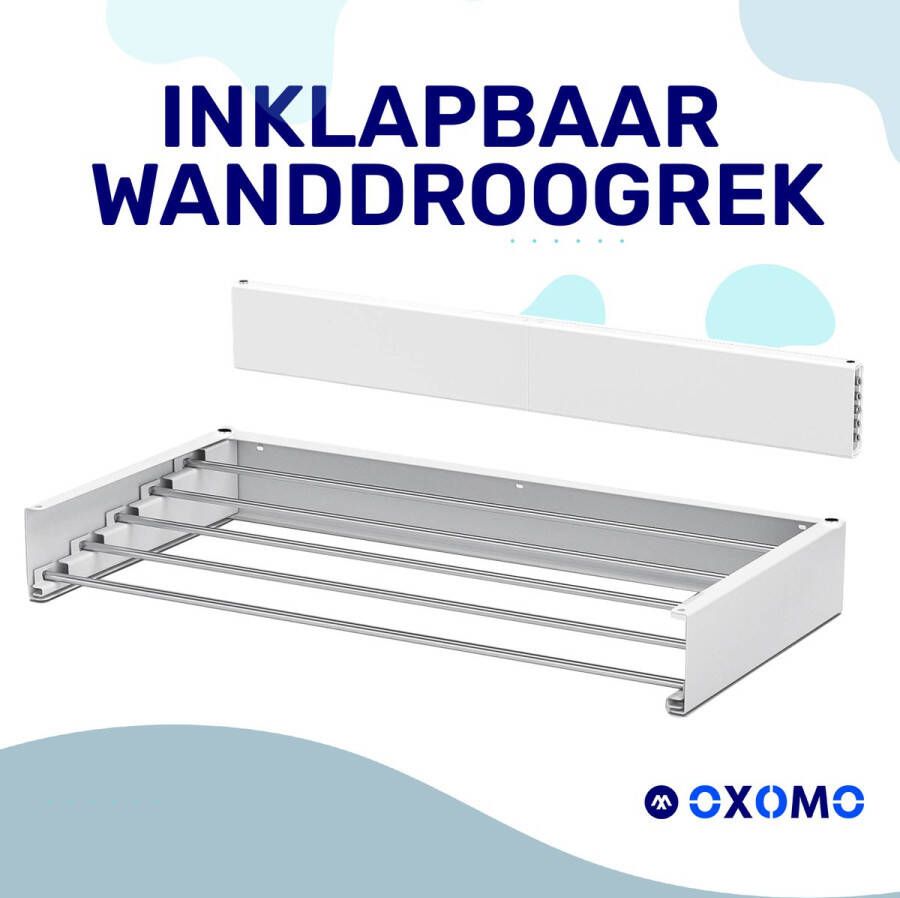 Oxomo Wanddroogrek Met Boormal Inklapbaar Droogrek Hangend Wasrek 4M Drooglengte Wit