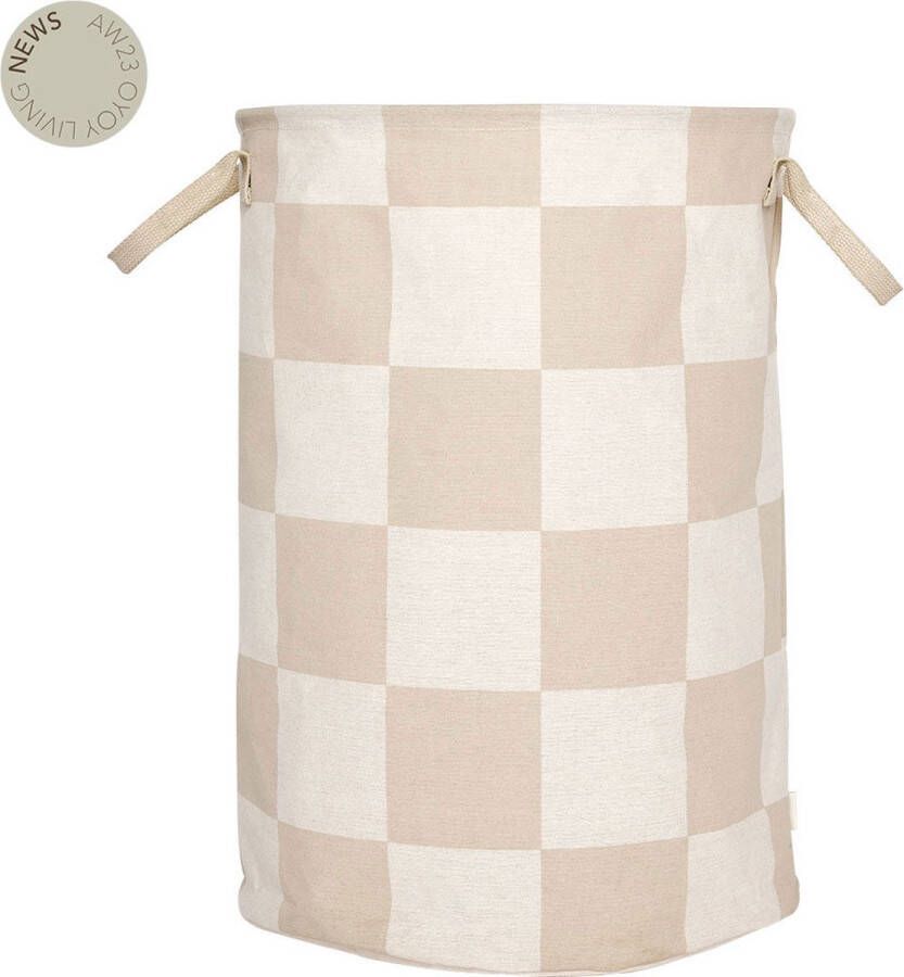 OYOY Chess wasmand Laundry basket met blokken L Clay Off White