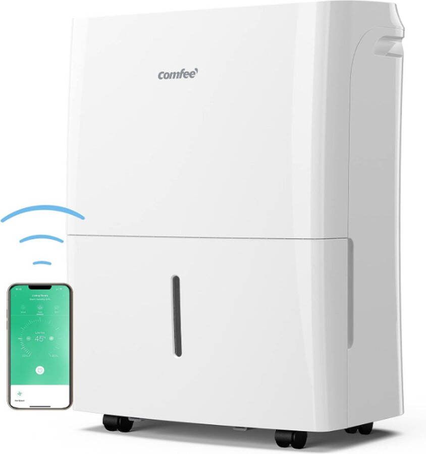 OZIZOO Luchtontvochtiger van 16 liter kamergrootte ca. 80 m³ (32 m²) Smart Modu timer 24 uur watertank 3L app-compatibel wit