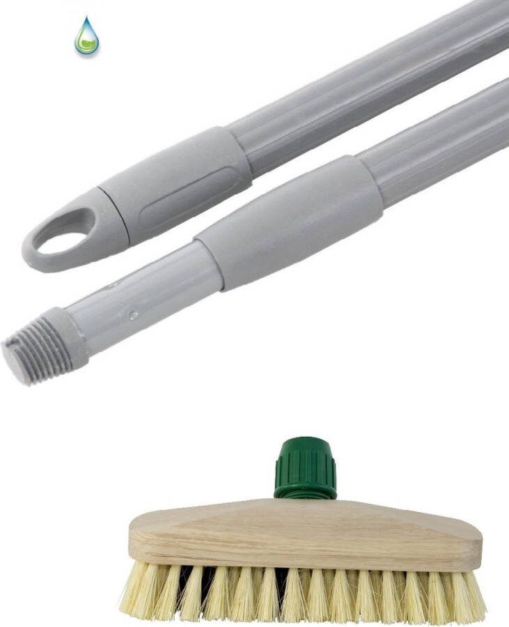 OzoSchoon Schrobber Luiwagen met telescoopsteel Anker Tampico Hout Telescoop Steel Gestreept