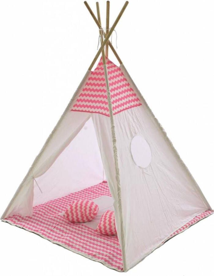 Sajan Speeltent Tipi Tent Met Grondkleed & Kussens Speelhuisje Tent voor kinderen Roze