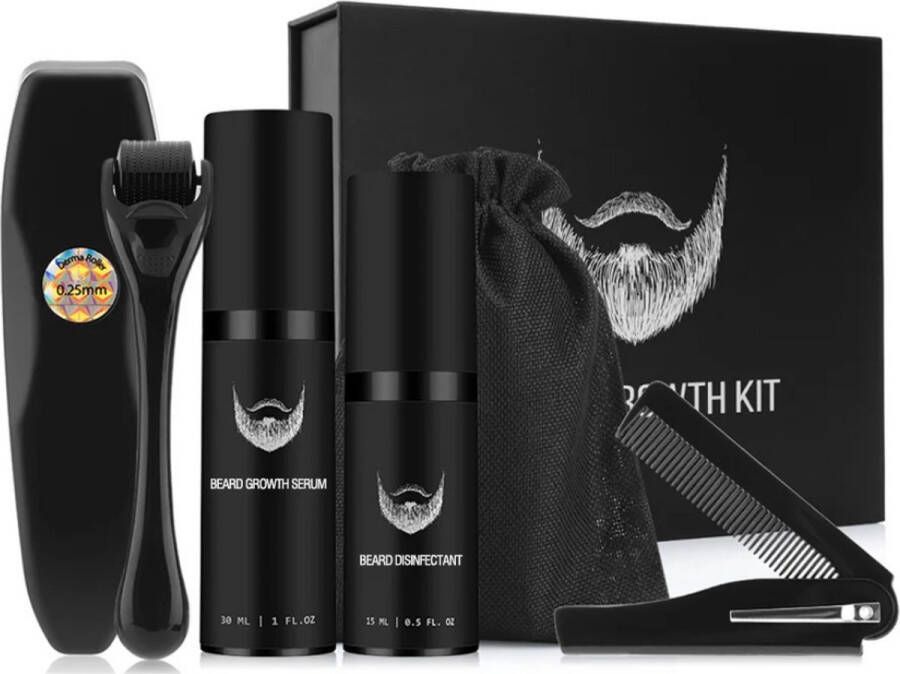 P&P Goods Baardgroei Kit Baardkam Baardroller Baardolie Baardbalsem Baardshampoo Pro Versie