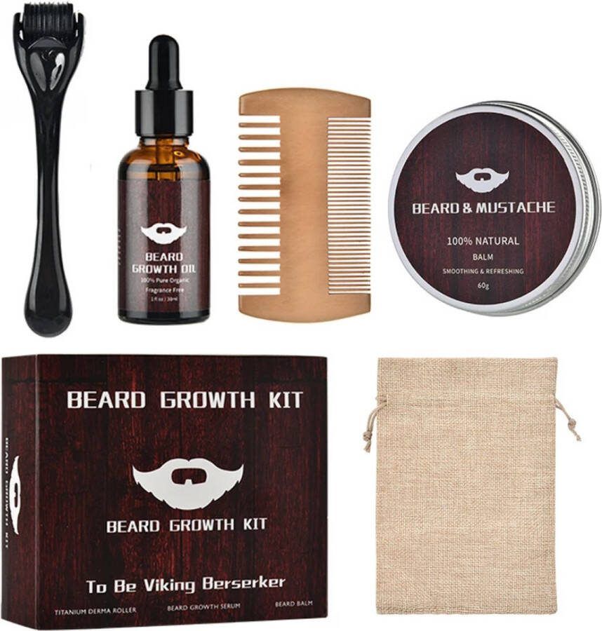 P&P Goods Baardgroei Kit Baardkam Baardroller Baardolie Pro Versie