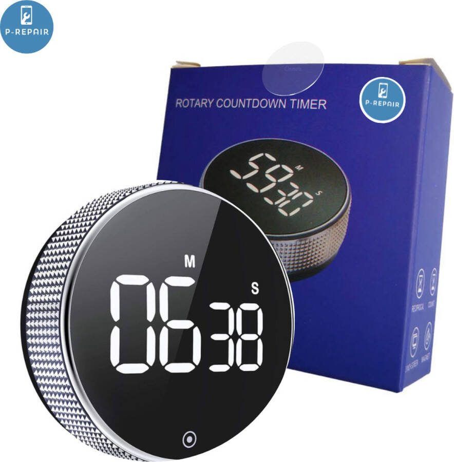 P-Repair Digitale Kookwekker Smart Timer LED Display Magnetisch met Handige Draaiknop Optellen Aftellen