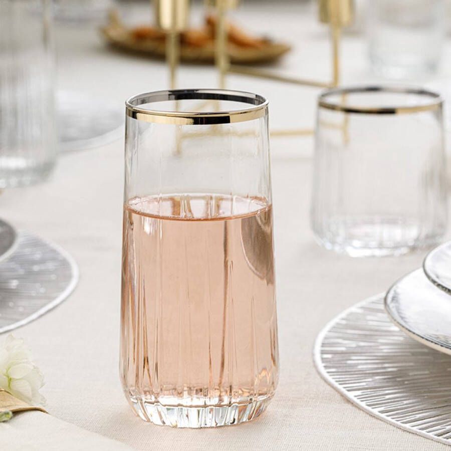 Paşabahçe Pasabahce- Nova longdrinkglazen glazen met gouden rand 360ml drinkglazen (4 stuks)