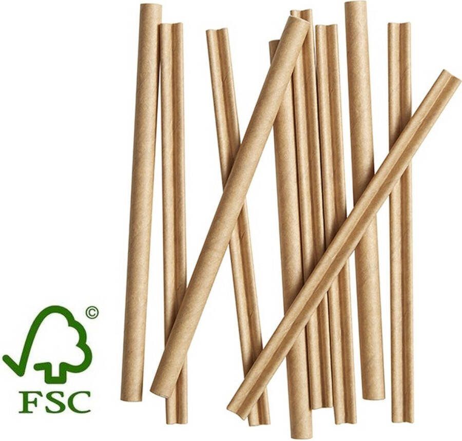 PackagingDirect Roerstaafjes papier FSC Kraft 110mm Ø6mm in dispenser 500 stuks