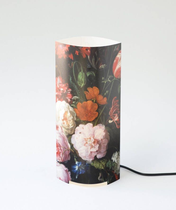 Packlamp Tafellamp groot Stilleven met bloemen in een glazen vaas De Heem 36 cm hoog ø15cm Inclusief Led lamp