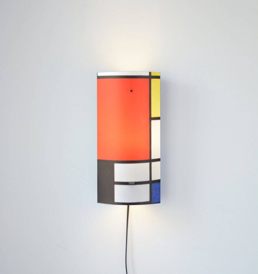 Packlamp Wandlamp Compositie met groot rood vlak Mondriaan 29 cm hoog ø12cm Inclusief Led lamp