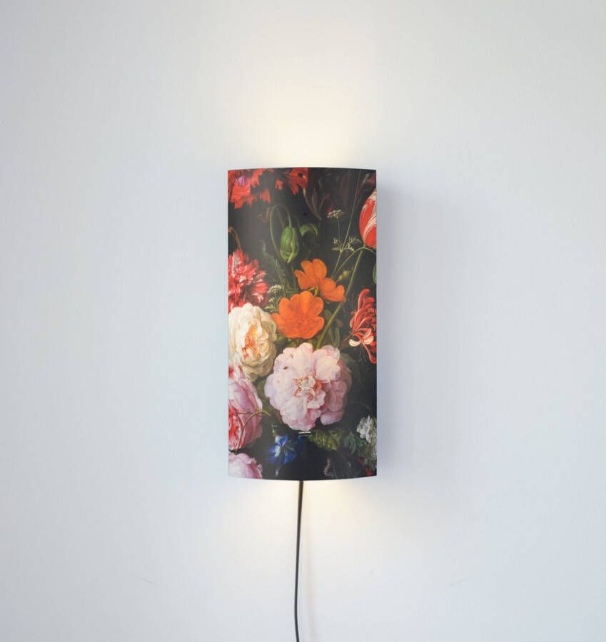 Packlamp Wandlamp Stilleven met bloemen in een glazen vaas De Heem 29 cm hoog ø12cm Inclusief Led lamp