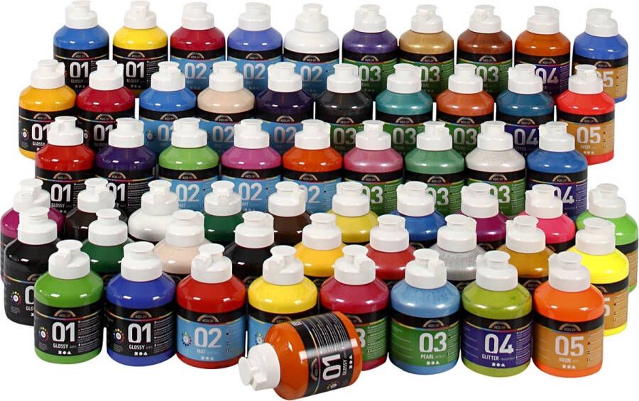 PacklinQ A-Color acrylverf. diverse kleuren. 57x500 ml 1 doos