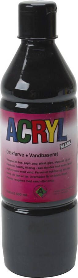 PacklinQ Acryl verf. zwart. 500 ml 1 fles