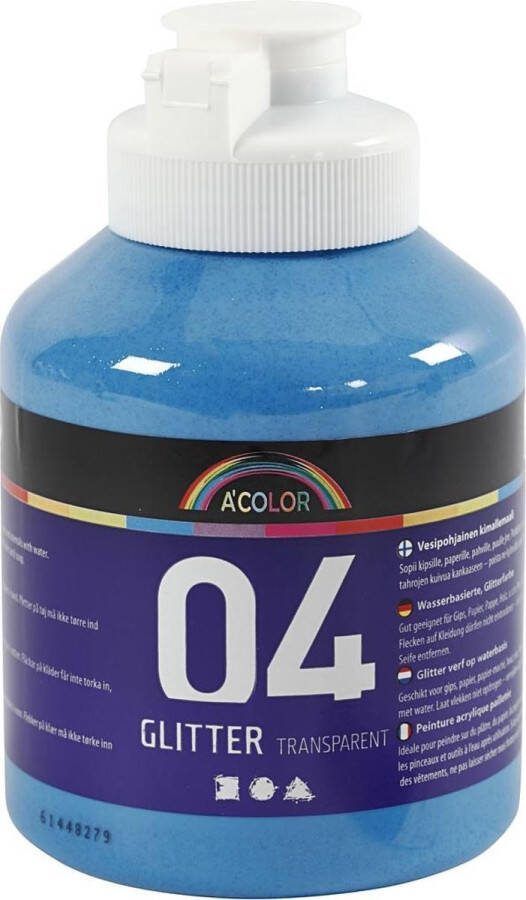PacklinQ School acrylverf glitter. blauw. 500 ml 1 fles