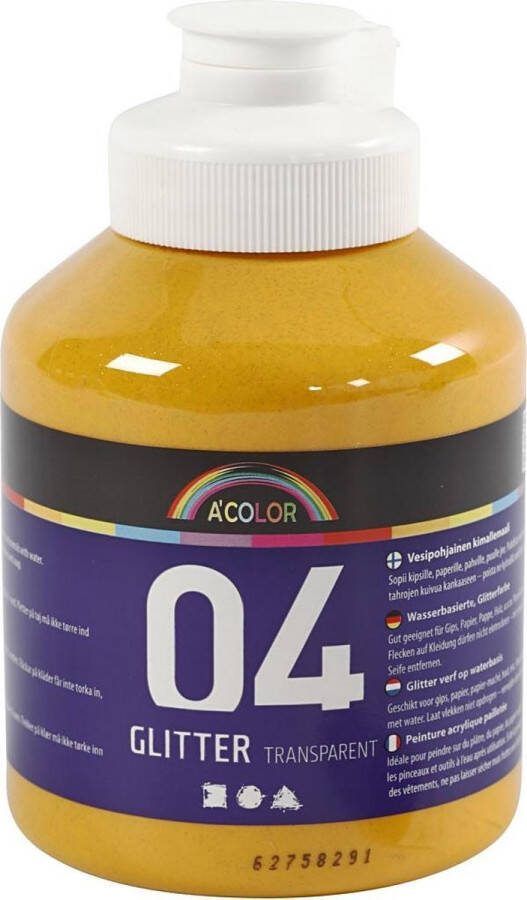 PacklinQ School acrylverf glitter. warm geel. 500 ml 1 fles