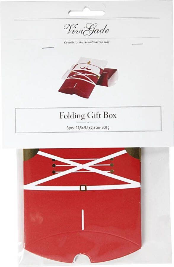 PacklinQ Cadeaudoosjes. notenkraker. afm 12x9.4x2.5 cm. 300 gr. goud. rood. wit. 3 stuk 1 doos